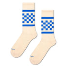 Checked Stripe Sneaker Sock Multicolor - Calzini Beige P004735 WHT HAPPY SOCKS 