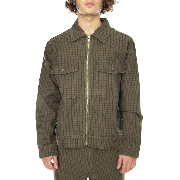 Mens Check Garage Olive Green WInter Jacket 115534-OLIV  STUSSY 