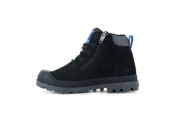 Pampa Hi Cuff Wp Oz Black / Black - Scarpe Stringate Profilo Alto Bambini Nere PAK57216-010-M  PALLADIUM 