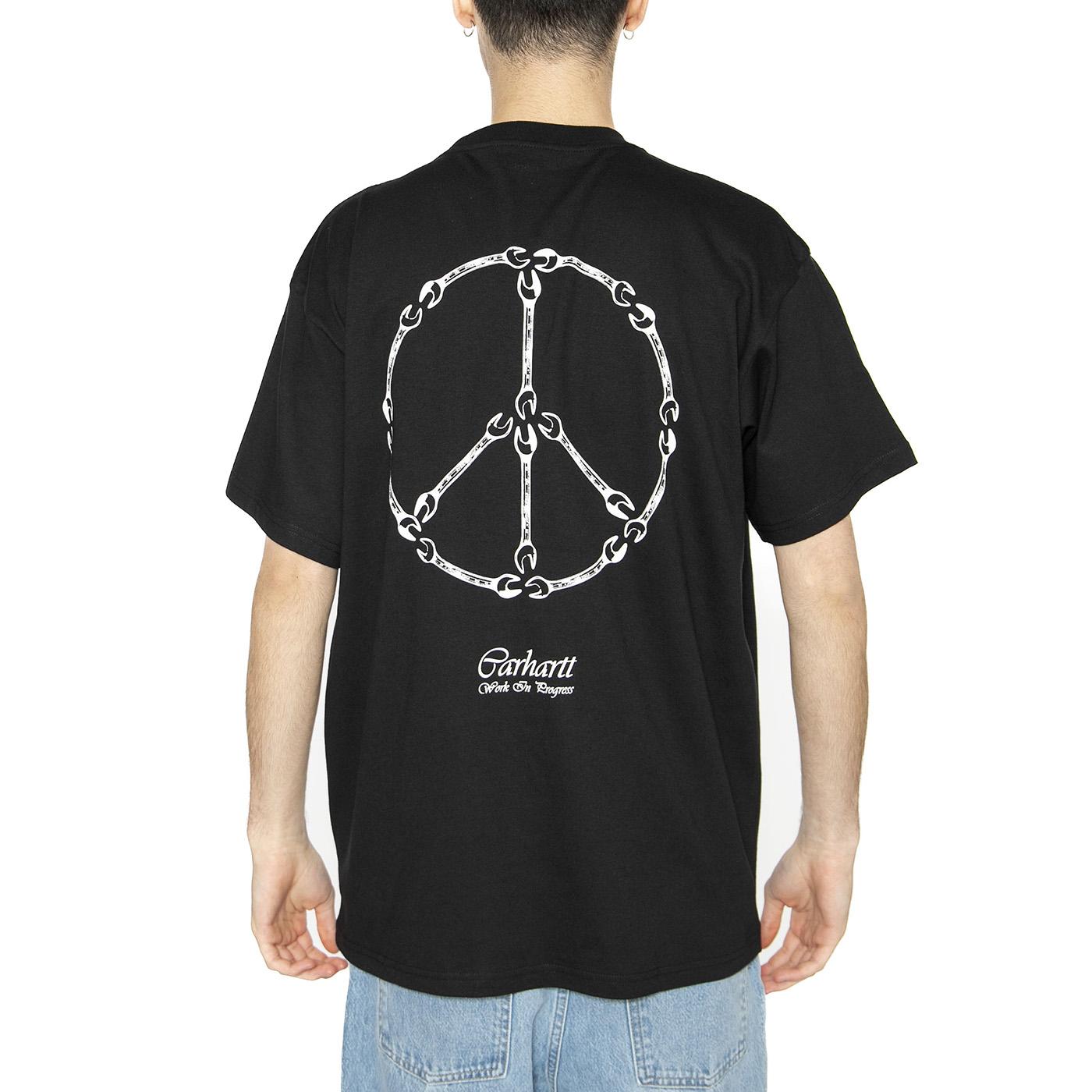 S/S Peace And Work T-Shirt Black / White - Maglietta Girocollo UomoNera I034763.0D2XX  CARHARTT WIP 
