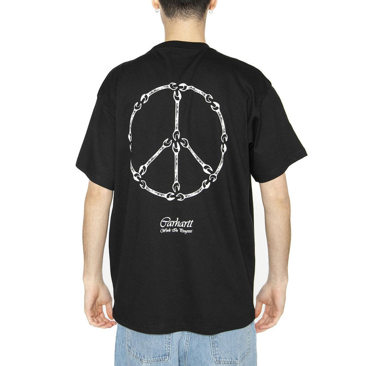 S/S Peace And Work T-Shirt Black / White - Maglietta Girocollo UomoNera I034763.0D2XX  CARHARTT WIP 
