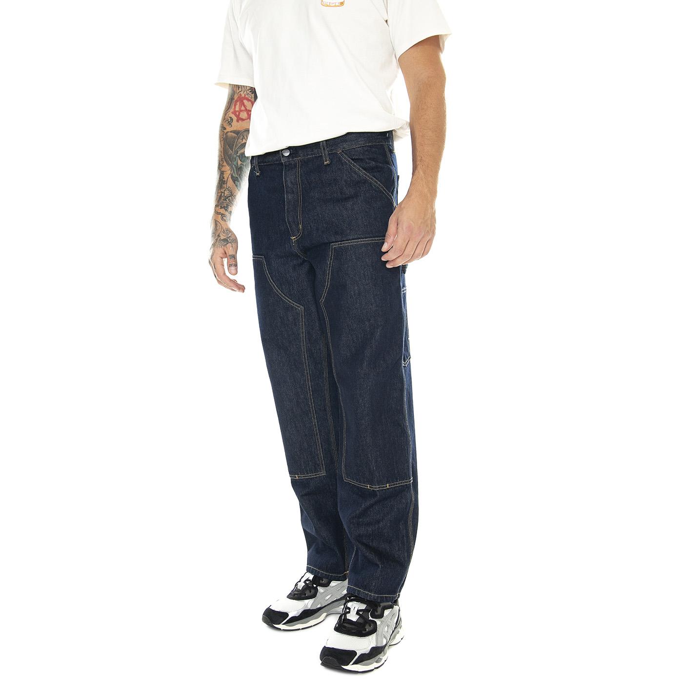 Double Knee Pant Blue / Rinsed - Pantaloni Denim Jeans Uomo Blu I032699.0102  CARHARTT WIP 