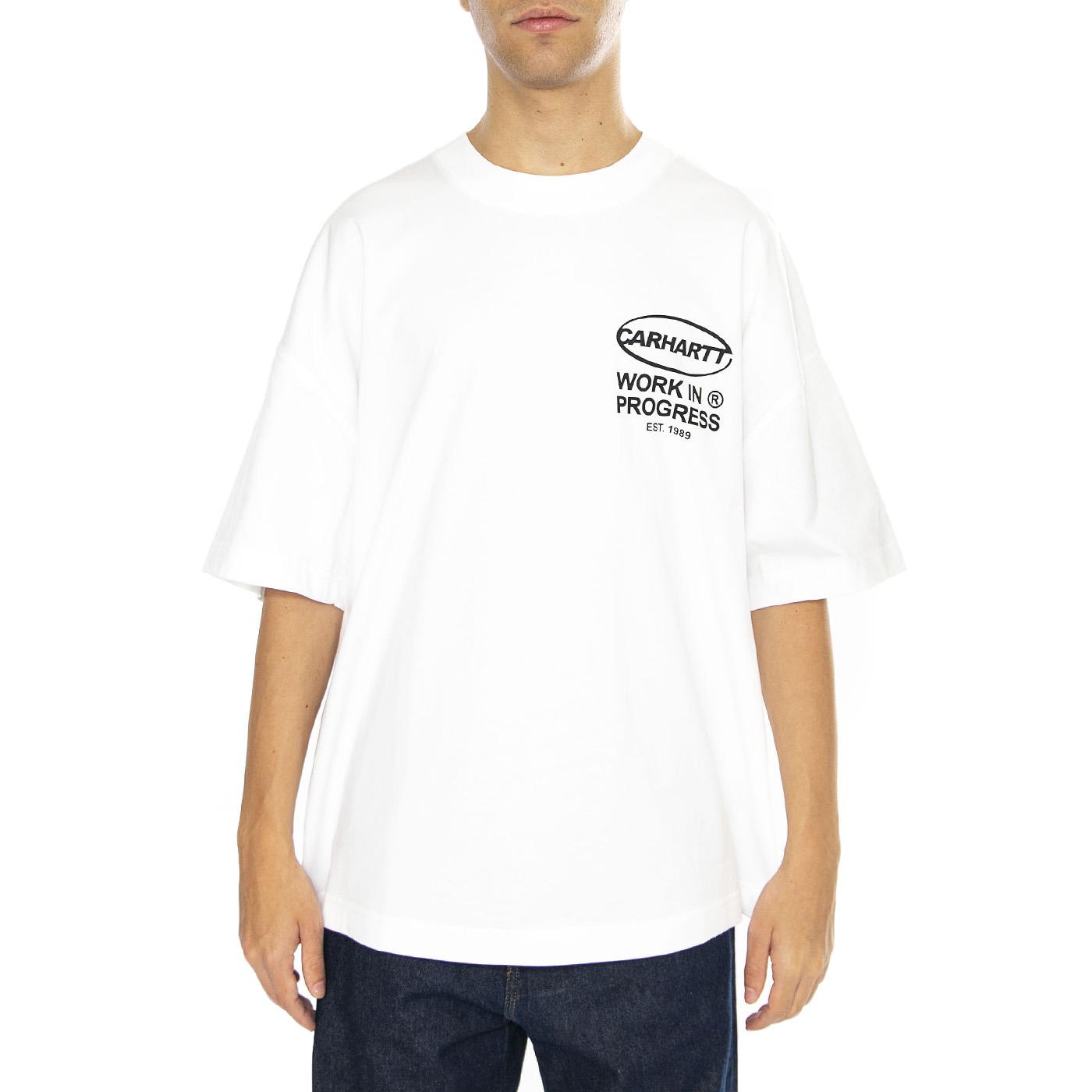 S/S Body Of Work T-Shirt White / Black - Maglietta Girocollo Uomo Bianca I034042.00AXX  CARHARTT WIP 