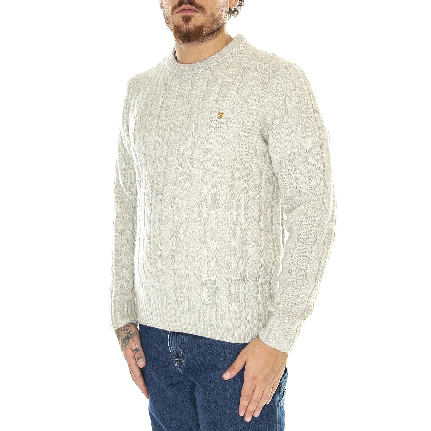 Tassoti Cable Crew Fog - Maglione Girocollo Uomo Grigio F4GFD002  FARAH 