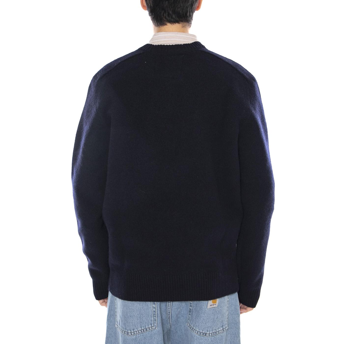 Boiled Wool Sweater Peacoat - Maglione Girocollo Uomo Blu 112371679 . WRANGLER 