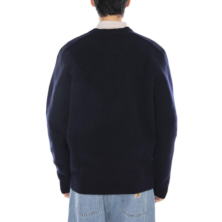 Boiled Wool Sweater Peacoat - Maglione Girocollo Uomo Blu 112371679 . WRANGLER 
