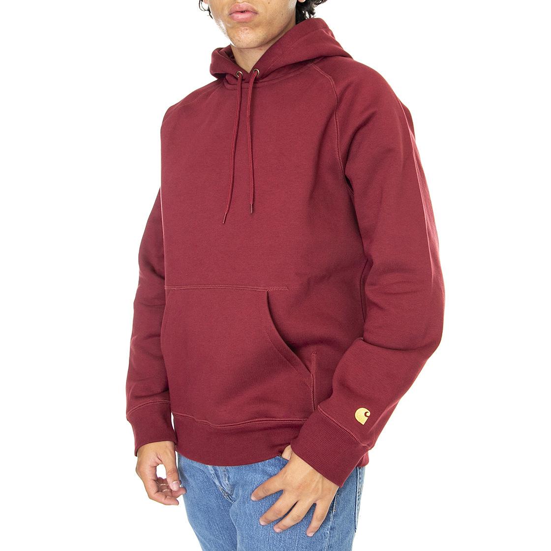 Hooded Chase Sweat Corvina / Gold - Felpa con Cappuccio Uomo Rossa I026384-11GXX  CARHARTT WIP 