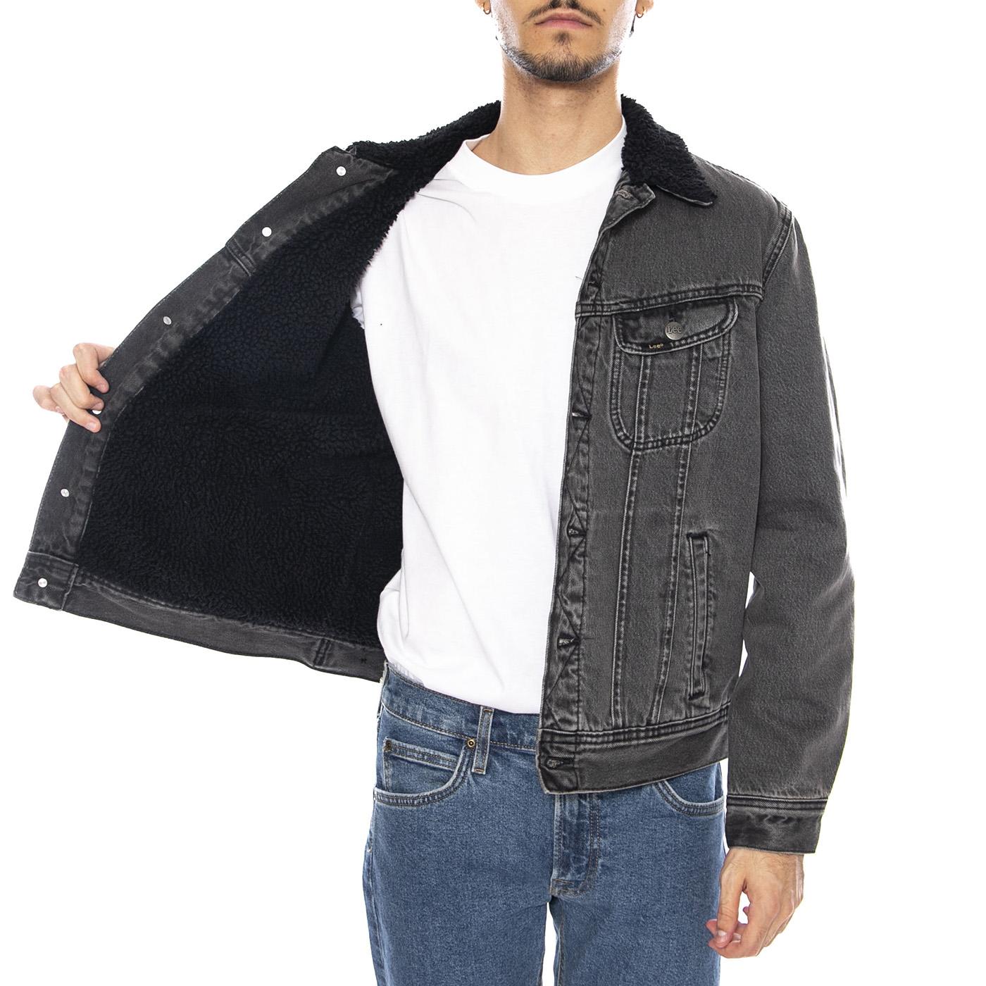 Sherpa Jacket Deep Obsidian - Giacca Denim Jeans Uomo Grigo Antracite 112370427 . LEE 