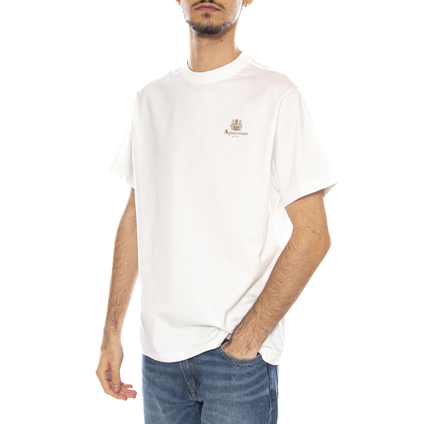 Small Logo T-Shirt -- Maglietta Girocollo Uomo Old White AA_ICON_TS006_02 . AQUASCUTUM 