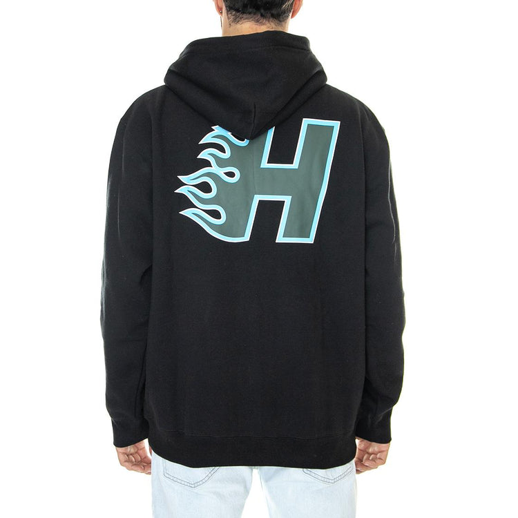Enforcer F/Z Hoodie Black - Felpa con Cappuccio Uomo Nera PF00522-BLACK  HUF 
