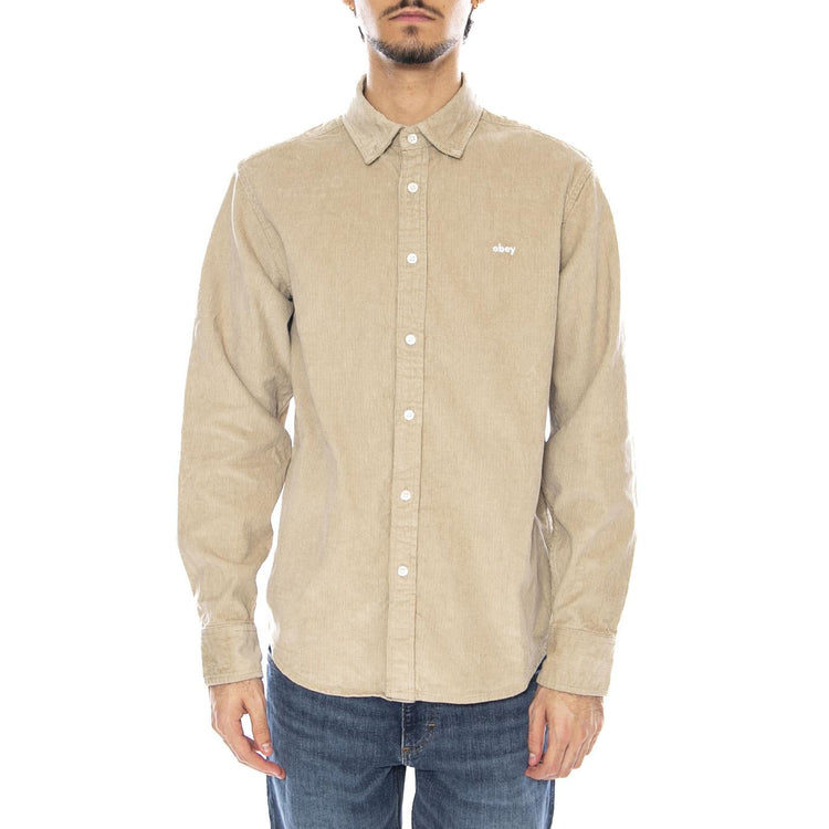 Grafton Cord Woven Abbey Stone Shirt - Camicia Uomo Beige 181200399 ABS OBEY 