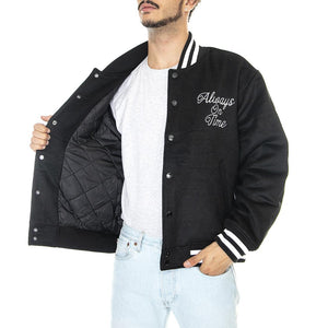 Time Varsity Jacket Black - Giacca Invernale Uomo Nera 121800520-BLK  OBEY 
