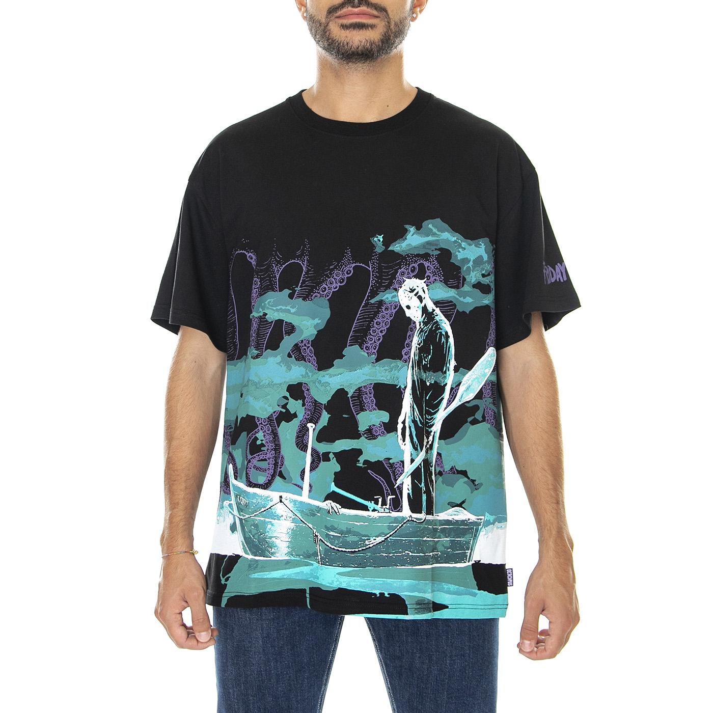 Jason Octopus River Tee Black - Maglietta Girocollo Uomo Nera 22WOTS80-BLACK  OCTOPUS 