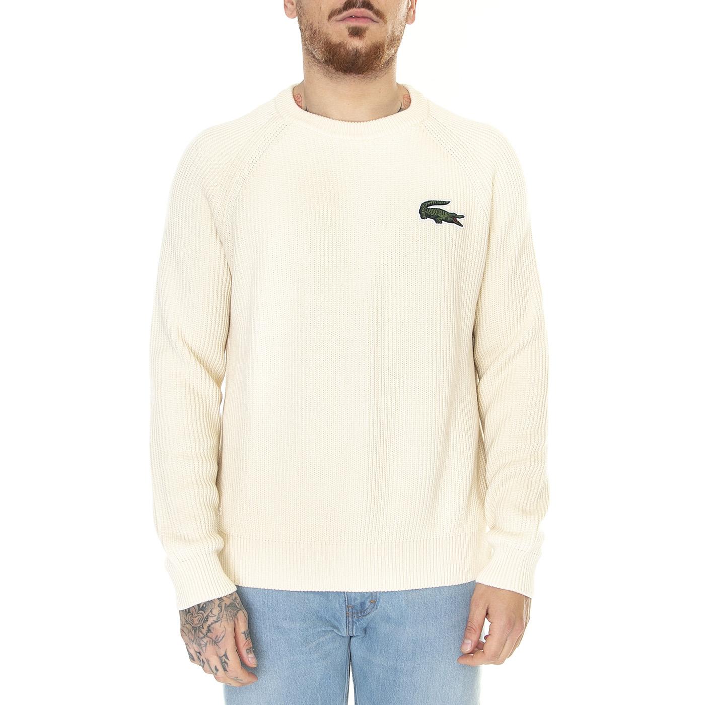 Pullover XFJ Beige - Maglione Girocollo in Cotone Uomo Beige AH9884-XFJ  LACOSTE 