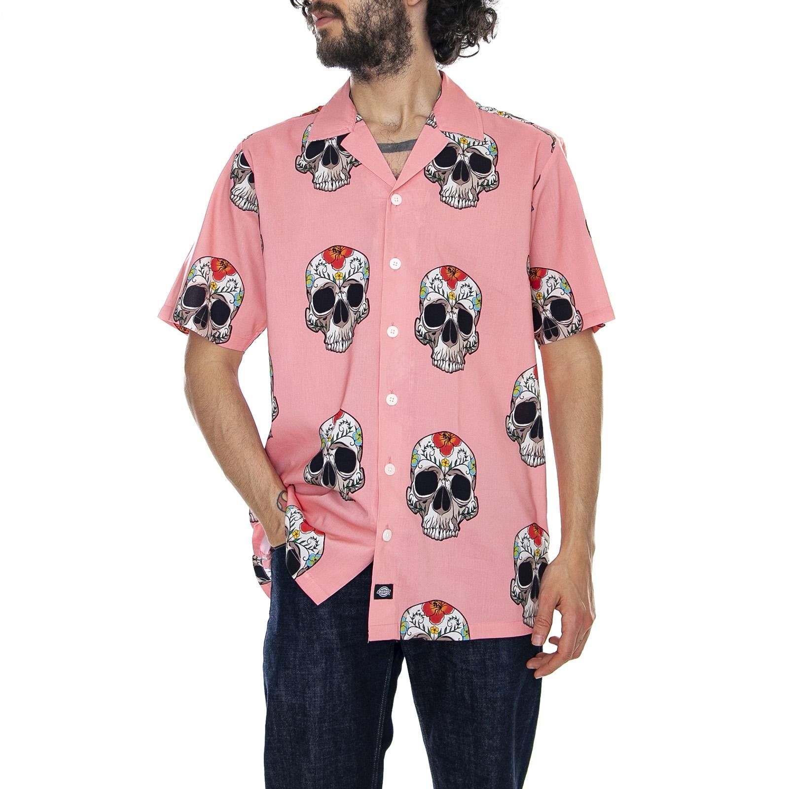 Blossvale Flamingo - Multicolor - Camicia Maniche Corte Uomo 05 200344-FLA . DICKIES 