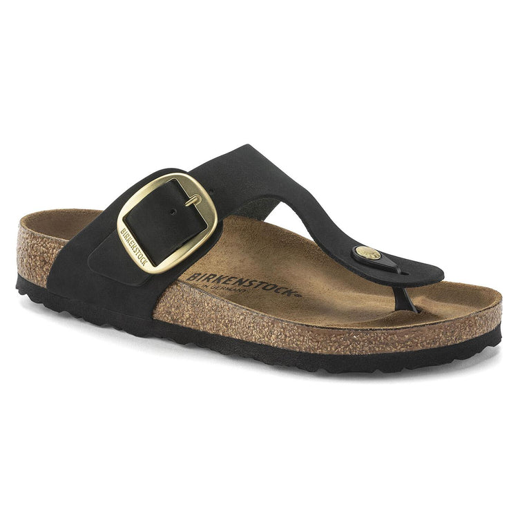 W' Gizeh Big Buckle Black Nubuck Leather - Sandali Donna Neri 1024019  BIRKENSTOCK 