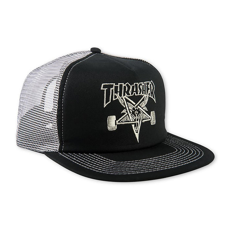 SKATE GOAT EMB MESH CAP BLACK 3130089 BKGY  THRASHER 
