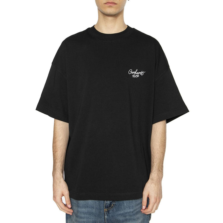 S/S Signature Script T-Shirt Black / White - Maglietta Girocollo Uomo Nera I033828.0D2XX . CARHARTT WIP 