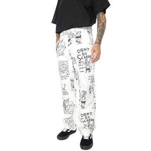 Vans x Daniel Johnston Authentic Chino Antique White - Pantaloni Chino Uomo Bianchi con Stampa VN0A7S573KS1  VANS 