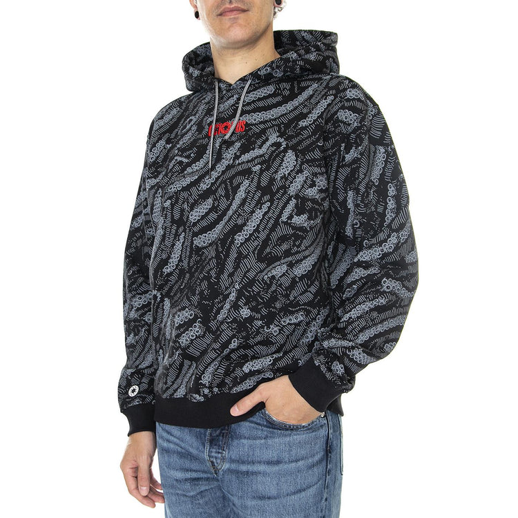 Deco Hoodie Black - Felpa con Cappuccio Uomo Nera / Multicolore 22WOSH09-BLACK  OCTOPUS 