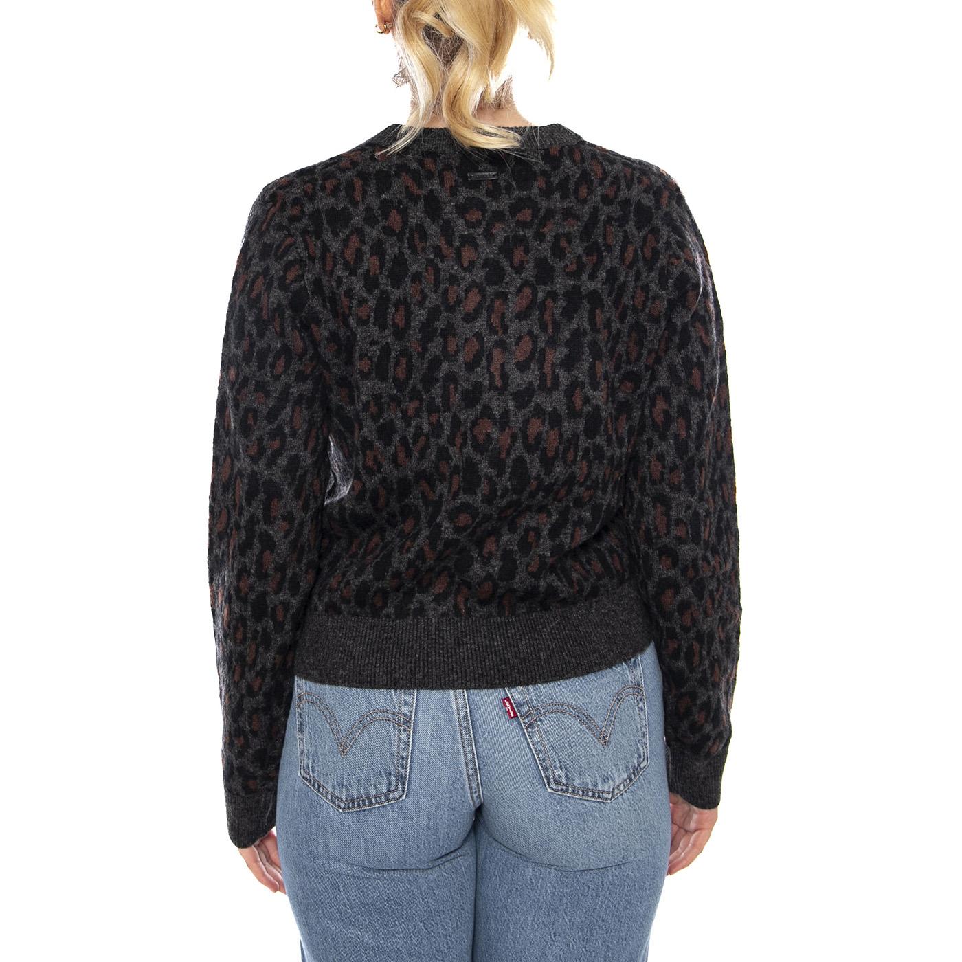 Tara Wooly Cardigan - Dilara Leopard Charc Black - Cardigan Donna Nero 004H1-0000 . LEVIS 