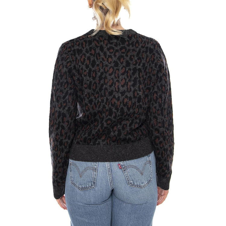 Tara Wooly Cardigan - Dilara Leopard Charc Black - Cardigan Donna Nero 004H1-0000 . LEVIS 