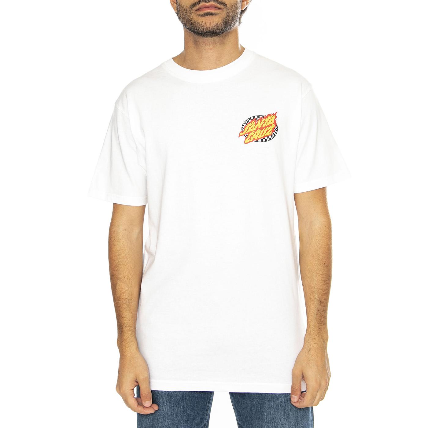 Goal Flame White - Maglietta Girocollo Uomo Bianca SCA-TEE-11380  SANTA CRUZ 