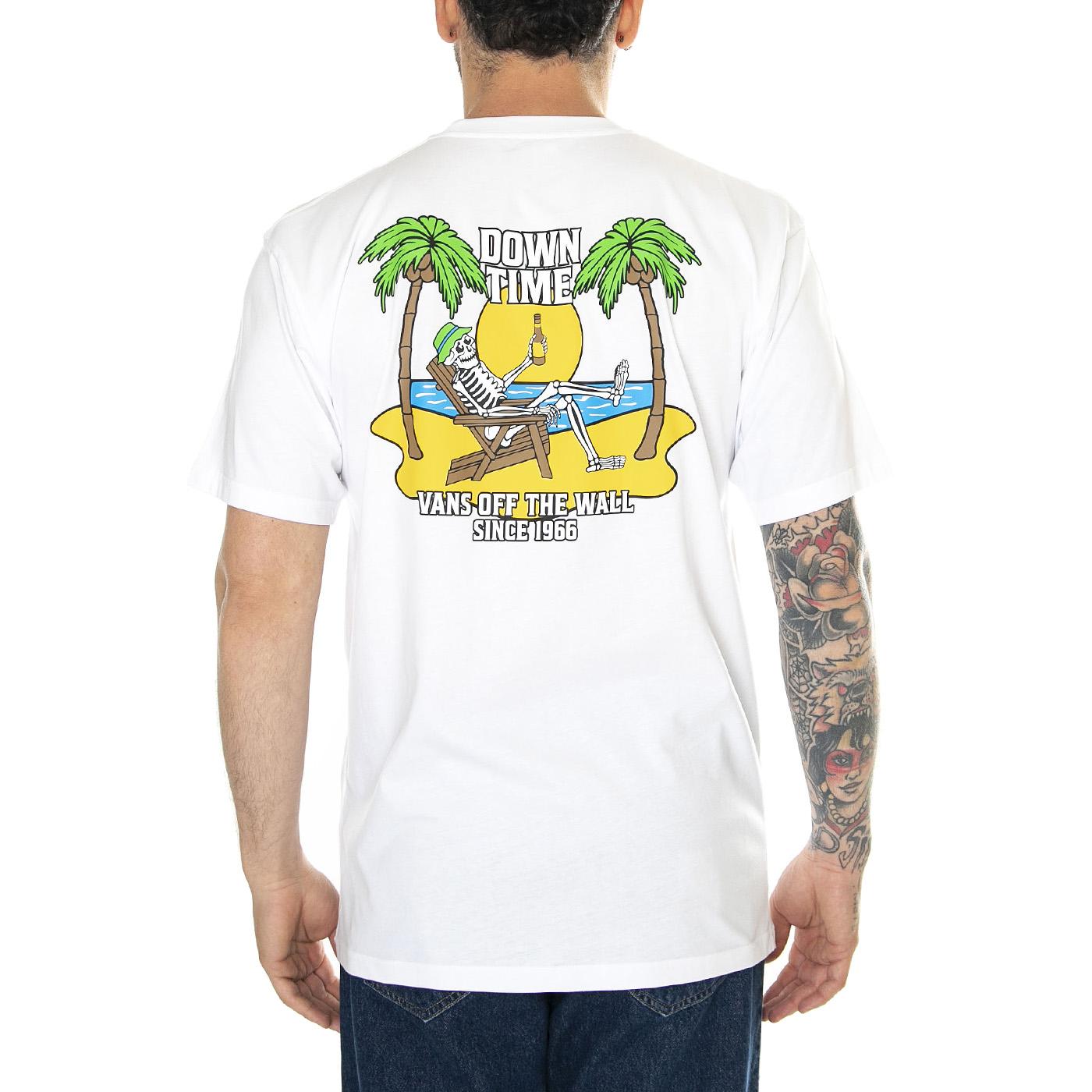 Vans Down Time SS Tee White - Maglietta Girocollo Uomo BIanca VN000G64WHT1  VANS 