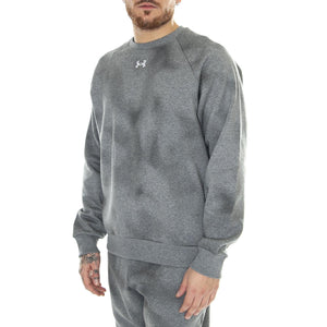 UA Rival Fleece Printed Crew Grey Sweat - Felpa Girocollo Uomo Grigia 77-1379756-25  UNDER ARMOUR 