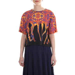 GINGER W-OCTOPUS CROPPED TEE W-Sublimated Print Cropped T-Shirt 18SOTS07W  OCTOPUS 