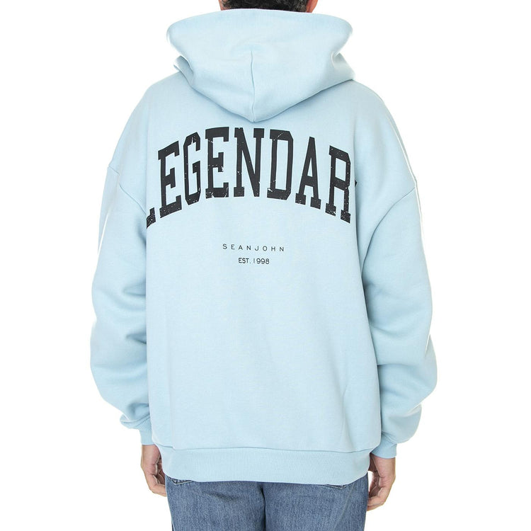 Script Logo Washed Out Legendary Hoodie 01 Light Blue - Felpa con Cappuccio Uomo Blu 6021063/222  SEAN JOHN 