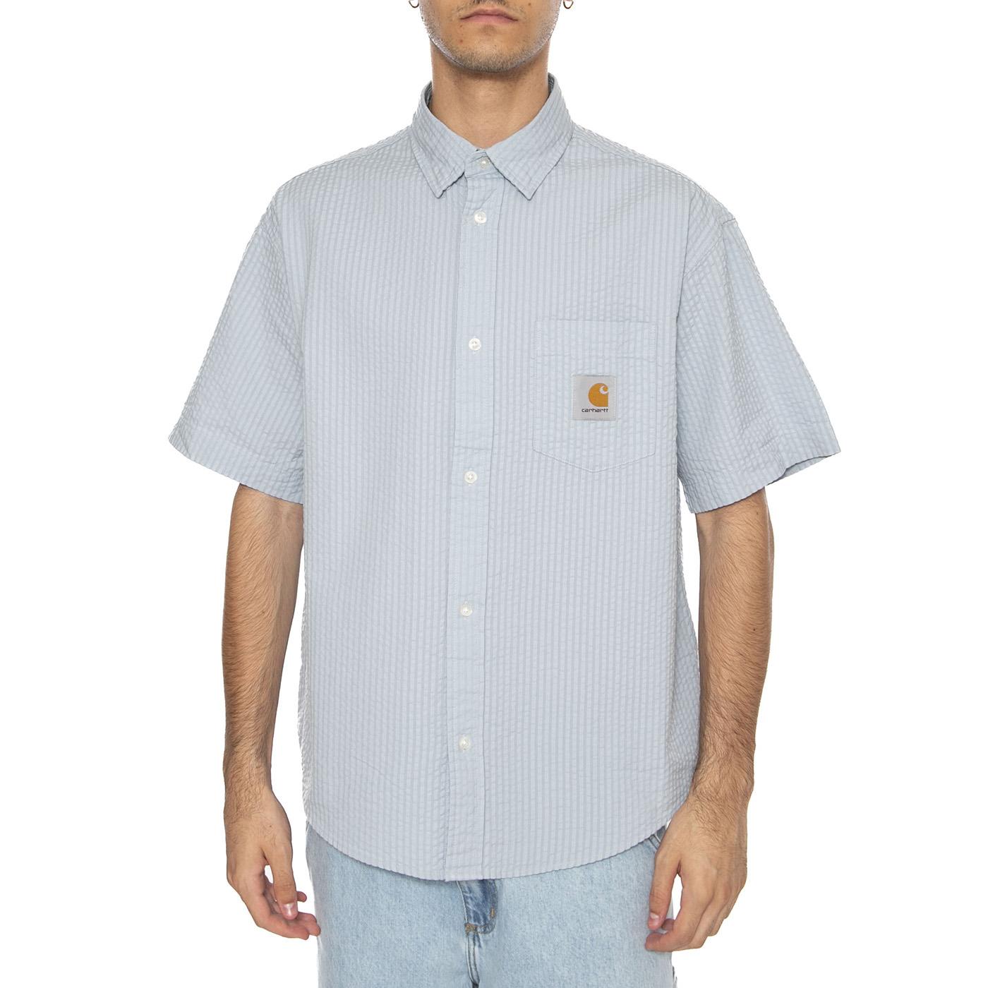 S/S Toland Shirt Toland Stripe, Blue Fog - Camicia Maniche Corte Uomo Blu I035151.31SXX . CARHARTT WIP 