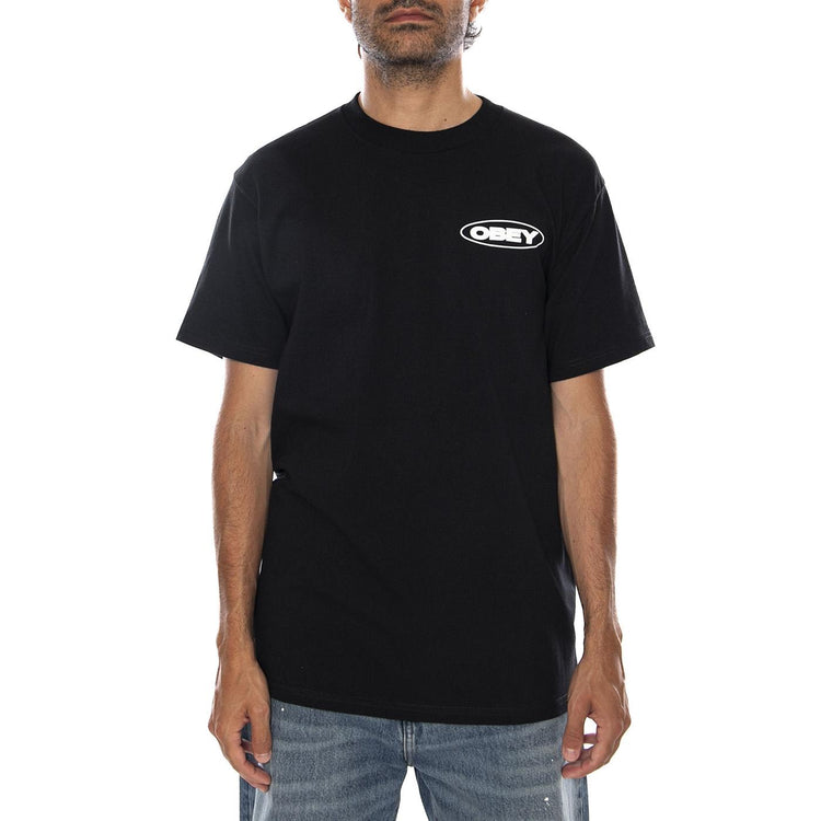 OBEY GLOBAL IMPACT TEE BLACK - Maglietta Girocollo Uomo Nera 165264310 BLK OBEY 
