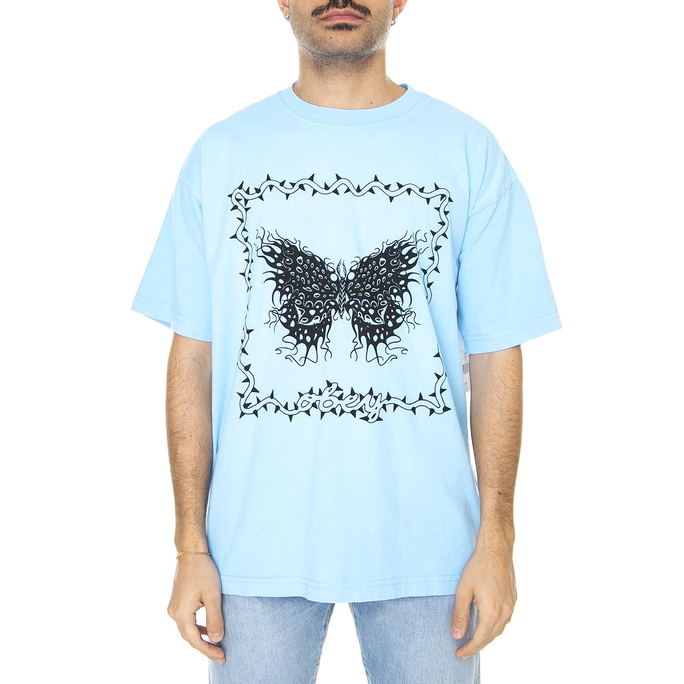 Obey Tribal Butterfly Heavyweight Tee Sky Blue - Maglietta Girocollo Uomo Azzurra 166913423-SKY  OBEY 