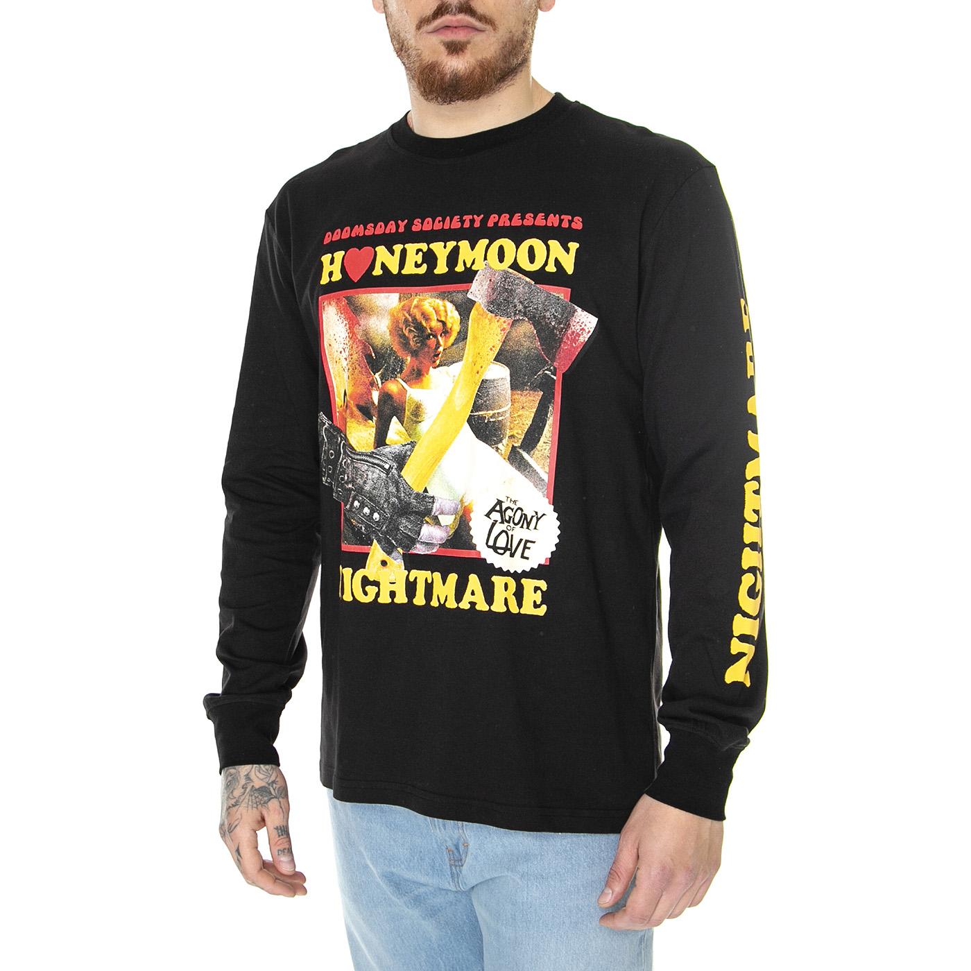 M' Honeymoon Longsleeve T-Shirt Black - Maglietta Girocollo Maniche Lunghe Uomo Nera LSV0061BLK  DOOMSDAY 