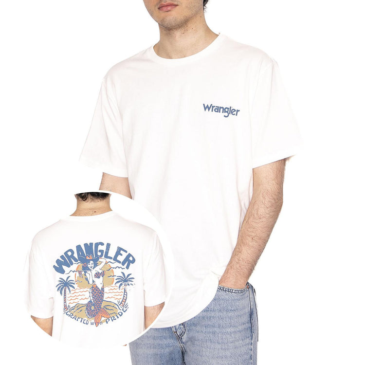 Graphic Tee Worn White - Maglietta Girocollo Uomo Bianca 112362835  WRANGLER 