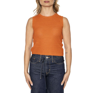 Top de Punto Textura Waffle Naranja Orange Top - Top Donna Arancione 51W/10603  WILD PONY 