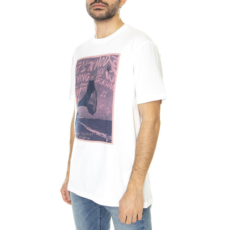 Brighton Gramophone Tee Ivory - Maglietta Girocollo Uomo Bianca 67129-015  BEN SHERMAN 