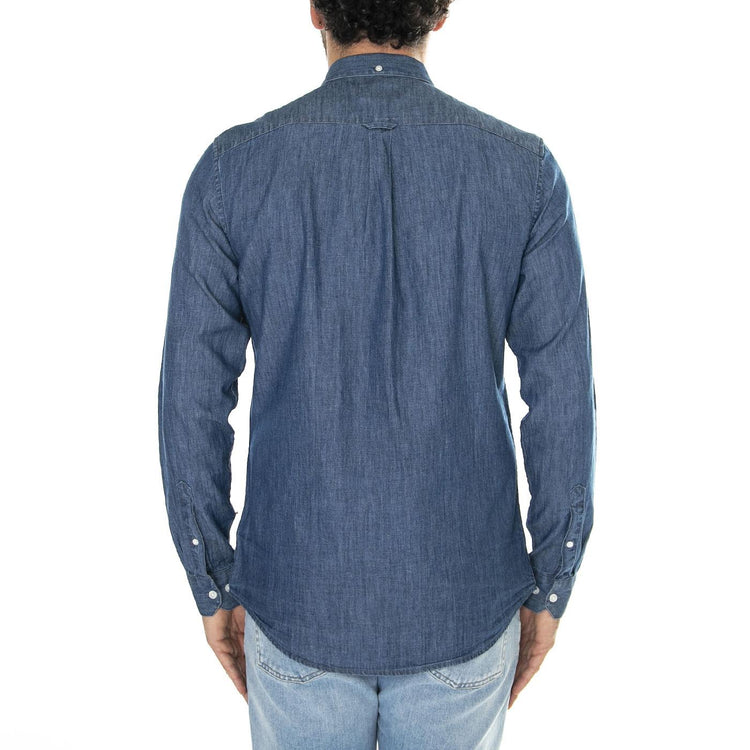Brewer Denim LS Bd Mid Indigo - Camicia Denim Jeans Uomo Blu F4WFD054977  FARAH 