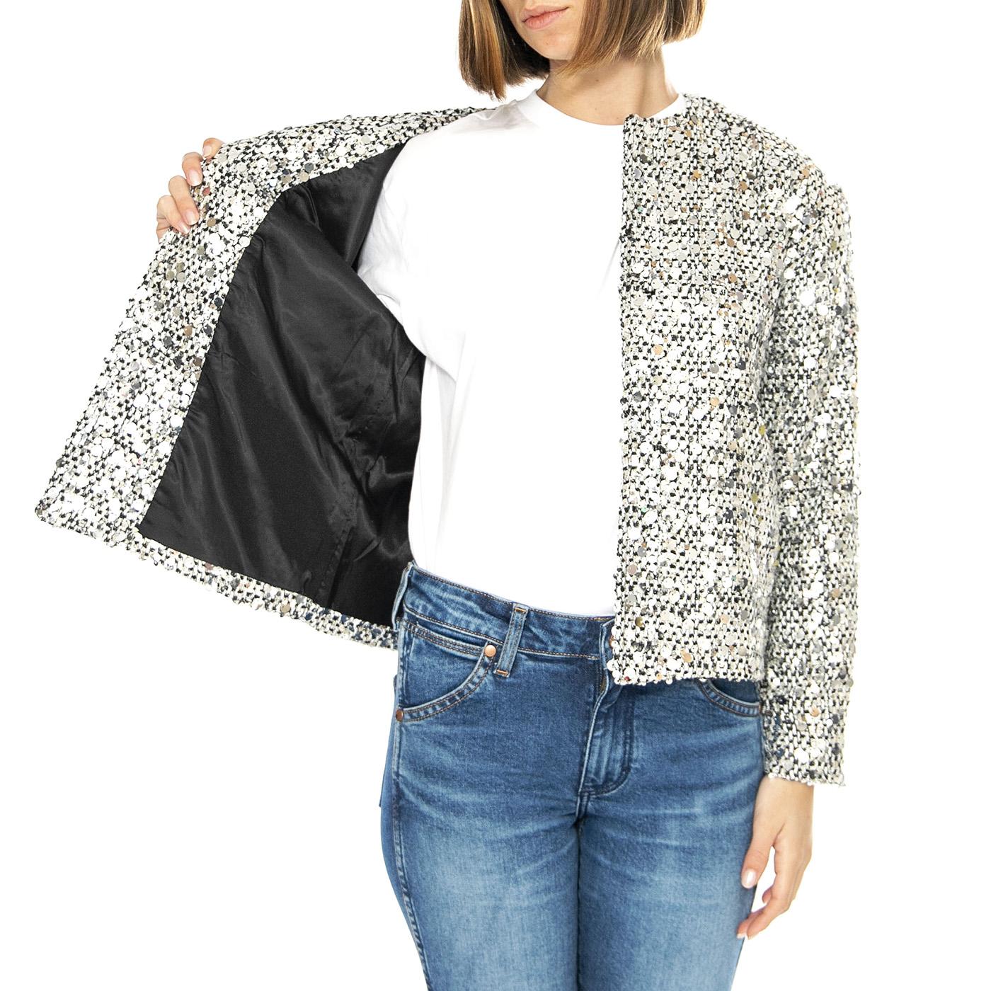 Chaqueta Tweed con Lentejuelas Plateada - Giacca Donna Argento 43W/11257  WILD PONY 