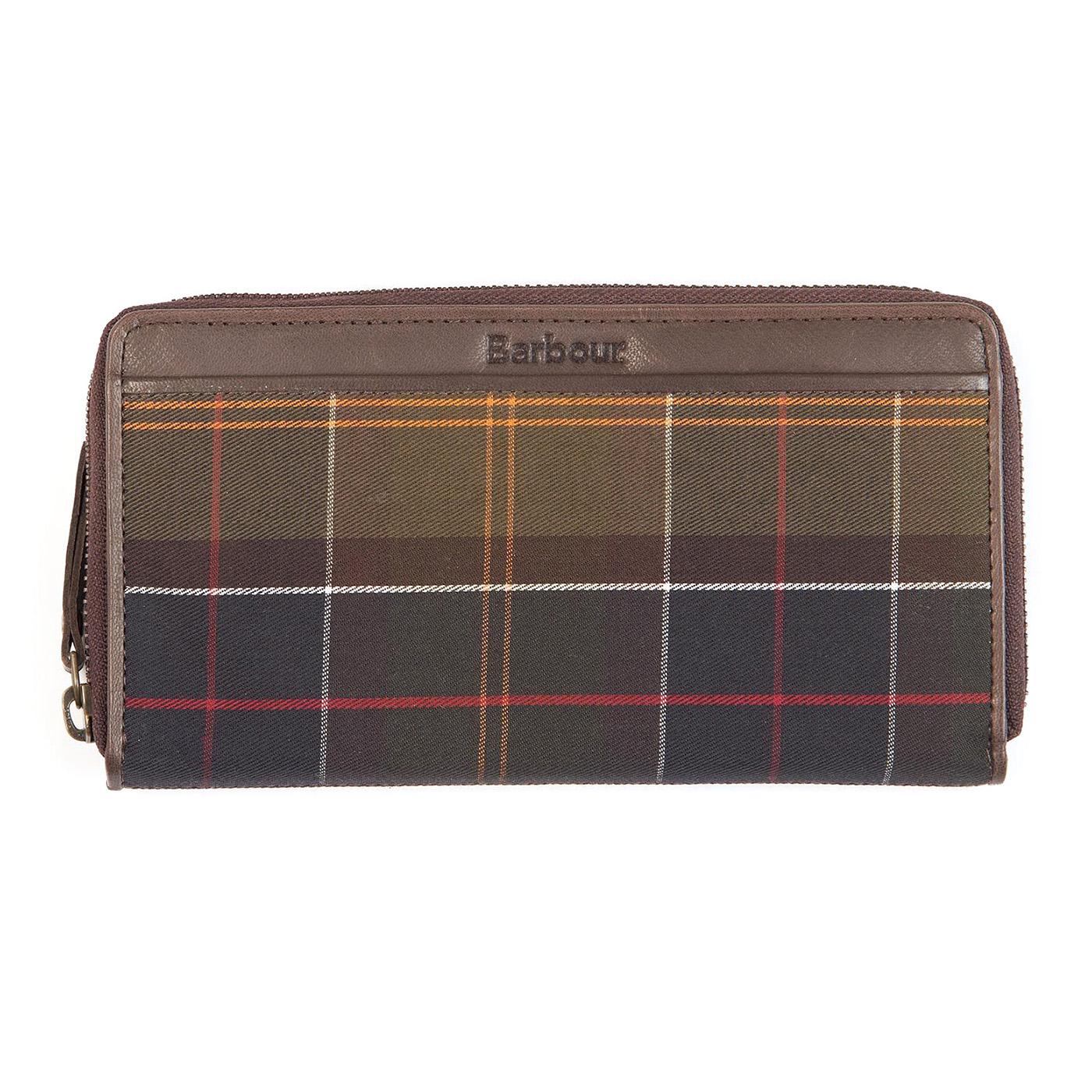 Ness Zip Around Wallet Dark Brown - Portafogli Tartan Marrone / Multicolore 222MLLG0017-BR75  BARBOUR 