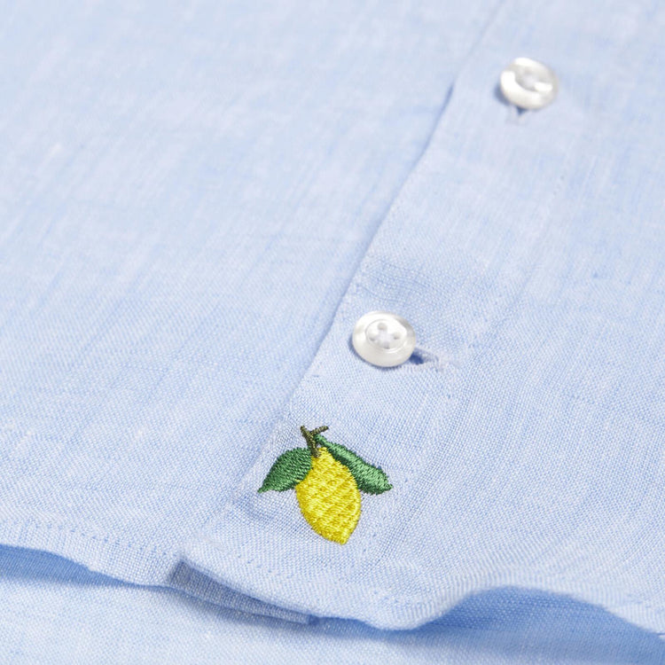 Kids Lemon Linen Shirt - Blue - Camicia Bambino Blu 01-7001-04-01-7001-04 . OAS 