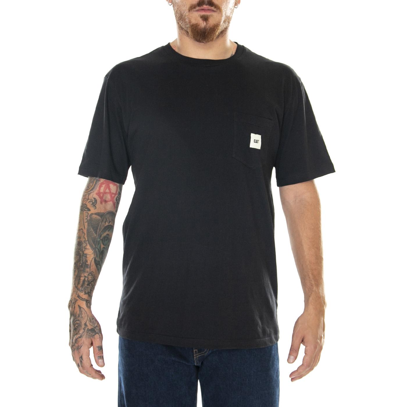 Essential Pocket T-Shirt Black - Maglietta Girocollo Uomo Nera 6010109-10158  CAT 