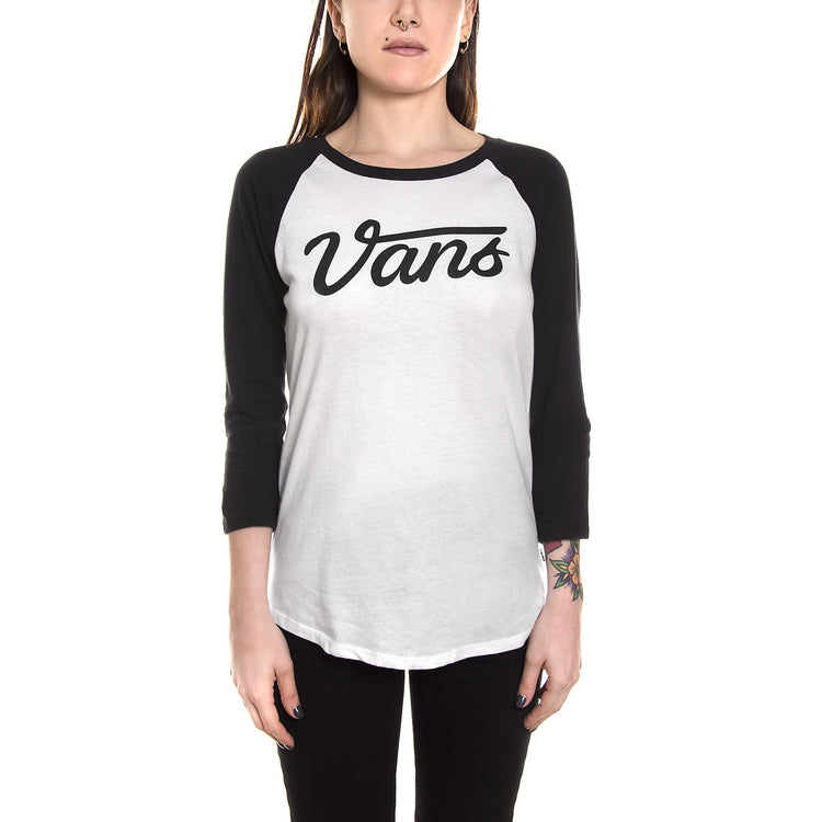 Wm Dugout - White/Black - Maglietta Girocollo Donna VA31UVYB2  VANS 