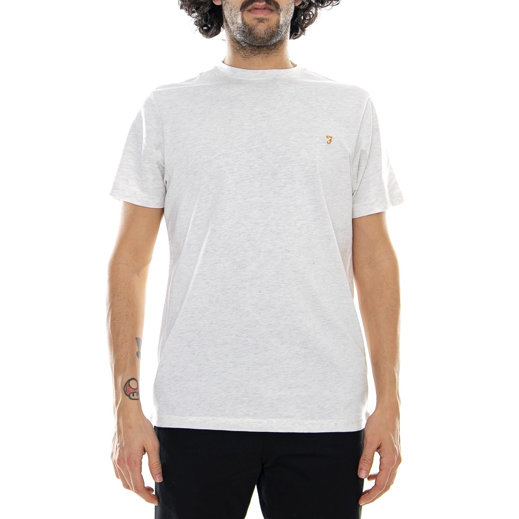 Denny Slim Marl - Chalk White - Maglietta Girocollo Uomo Bianca F4KS70X3-110  FARAH 