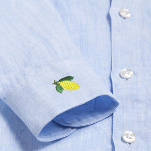 Kids Lemon Linen Shirt - Blue - Camicia Bambino Blu 01-7001-04-01-7001-04 . OAS 