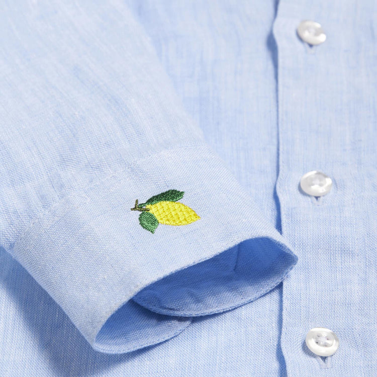 Kids Lemon Linen Shirt - Blue - Camicia Bambino Blu 01-7001-04-01-7001-04 . OAS 