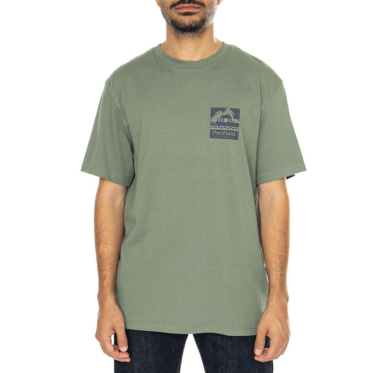 Mountain Filled Back Graphic S Laurel Wreath - Maglietta Girocollo Uomo Verde PFD0222-D66  PENFIELD 