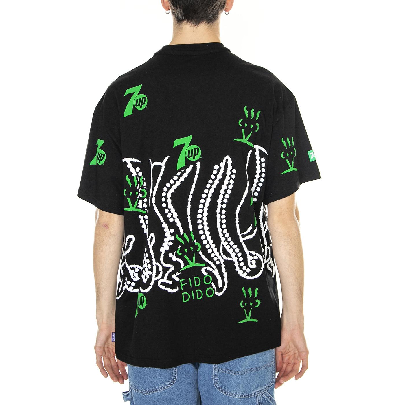 M' 7Up Octopus Splashed Tee Black - Maglietta Girocollo Uomo Nera 23SOTS94-BLACK  OCTOPUS 