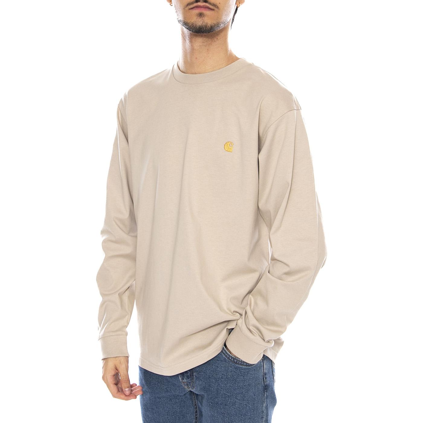 L/S Chase T-Shirt Fleur De Sel / Gold - Maglietta Girocollo Maniche Lunghe Uomo Beige I026392.38AXX . CARHARTT WIP 